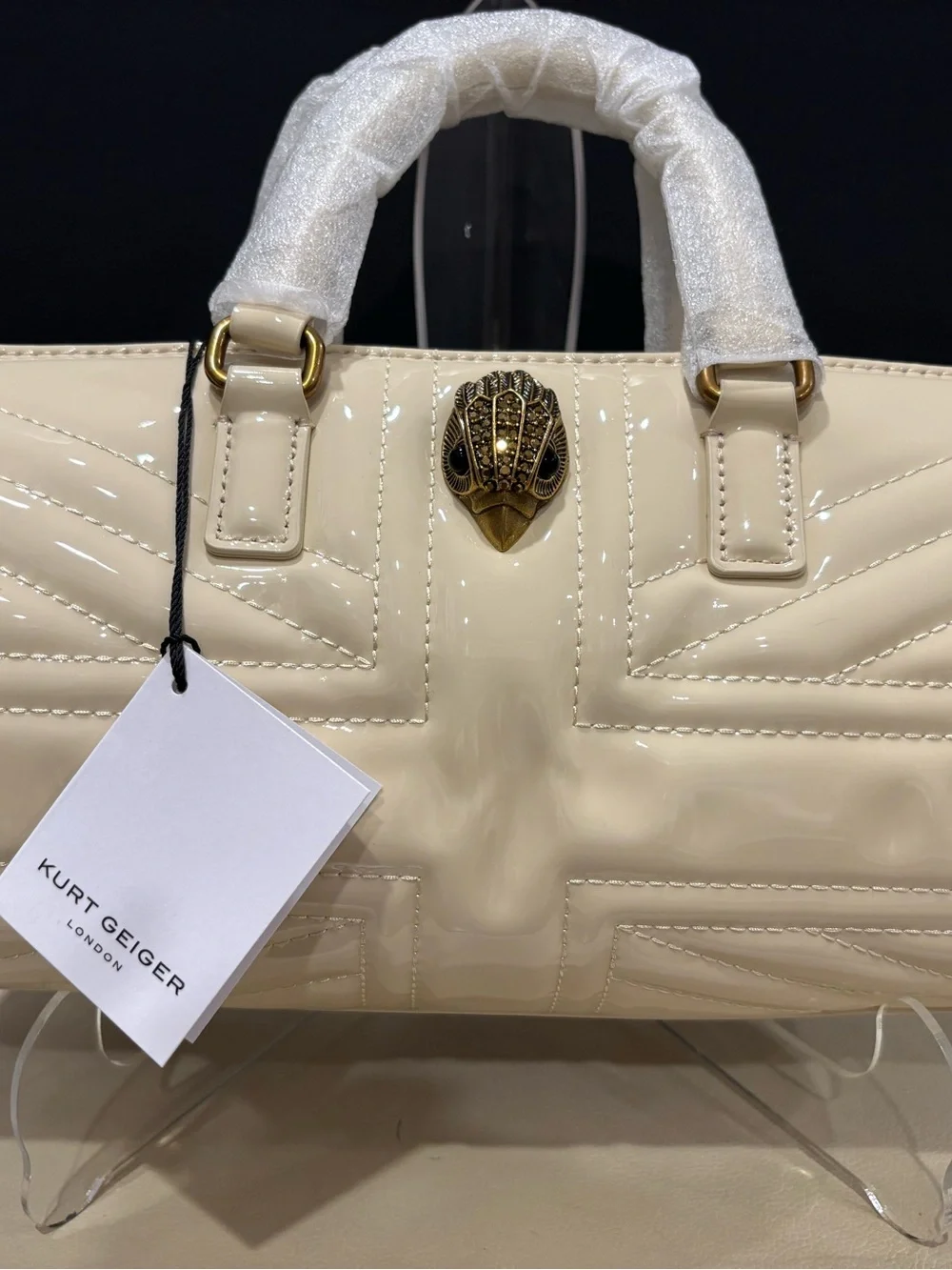 Kurt Geiger Bag Kensington White Leather UJ Barrel Moto Boho Chic Wedding Resort - Picture 2 of 7